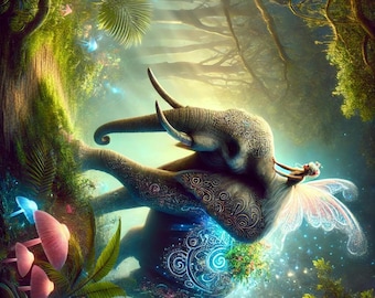 Elephant Magical Forest Rice Paper: A4 Decoupage Craft Sheet