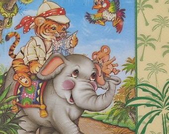 Servilletas de papel con diseño de safari animal: para decoupage, collage y manualidades - Paquete de 4