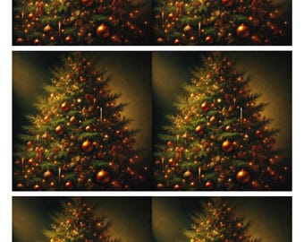 クリスマスツリー柄コラージュライスペーパー（デコパージュ用） - A4
