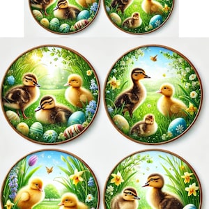 Caneton printanier, papier de riz, canard de Pâques, papier de Pâques, cadre rond, fournitures créatives pour bébés canards, symbole de Pâques, 1 feuille A4
