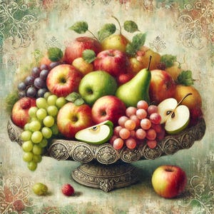 Assiette de fruits à découper, papier de riz, image complète 1 A4, scrapbooking, papier pour carnet d'art, travaux manuels de création d'un journal, assiette de fruits, papier mûrier, collage