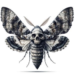 Papel de arroz decorativo con forma de polilla de la cabeza de la muerte para decoupage, álbum de recortes, página de diario artístico, papel de arroz único, papel con temática de Halloween, decopatch