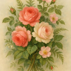 Papel de Arroz para Decoupage, Elegantes Rosas Inglesas en Estilo Shabby Chic, Diseño de Rosas de Inspiración Vintage sobre Papel de Arroz, Ramo, N.° 4435