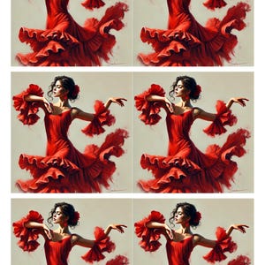 Papel de arroz con forma de bailarina de flamenco, suministros para manualidades de bailarina española, papel para decoupage con forma de vestido rojo, papel para arte, 1 hoja A4, papel para manualidades con temática española