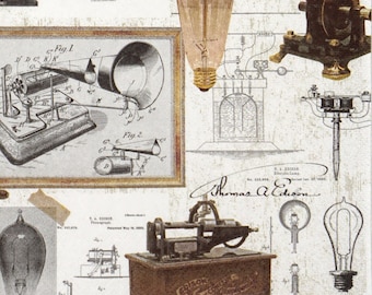 Servilletas de papel Thomas Edison: Diseño vintage del inventor, juego de 4