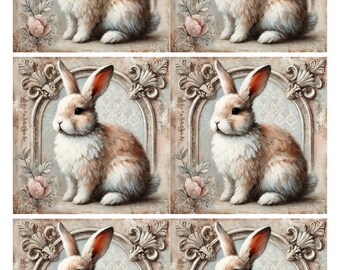 Bunny Collage Sheet: A4 Rice Paper for Decoupage, Scrapbooking