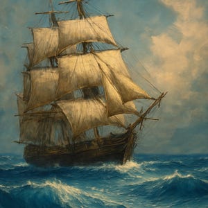 Papel de arroz premium para decoupage, Un barco antiguo en aguas bravas, Papel artesanal de mar abierto, Papel para decoupage de barcos antiguos, Arte, N.° 4421