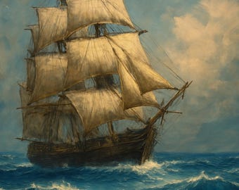 Vintage Ship Rice Paper: Stormy Sea Decoupage Paper (A4)