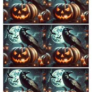 Halloween Pumpkin Raven Rice Paper: A4 Decoupage Sheet