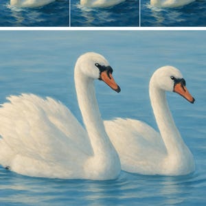 Papel de arroz premium para decoupage, elegantes cisnes en suave movimiento sobre el agua, cisne sobre el agua, obra de arte apacible, collage, n.° 4417
