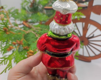 手吹きガラスのサンタのオーナメント：ポーランドのクリスマスツリーの