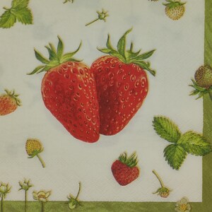 Strawberry Cream Paper Napkins: Decoupage, Collage, Mixed Media (Set of 4)