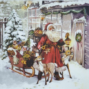 Santa Christmas Paper Napkins: Decoupage & Craft Napkins (Set of 4)