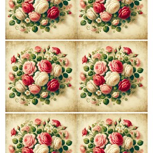 Papel de arroz para decoupage, impresionantes rosas inglesas en estilo shabby chic, hoja de collage 1 A4, papel para diario artístico, suministros para técnicas mixtas, material efímero