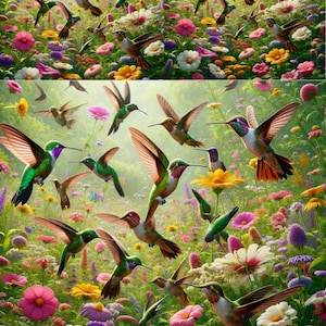 Papel de arroz para decoupage Craft Scrapbooking Junk Journal - Colibríes en la pradera - Papel decorativo para proyectos de bricolaje Reciclaje de muebles