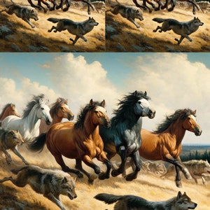 Caballos al galope: papel de arroz para decoupage, manualidades, álbumes de recortes, collage, manualidades en general, diario basura, 1 A4, tamaño estándar, nueva colección