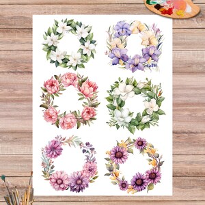 Zartes Sommerkranz Reispapier für DIY-Projekte, Botanischer Kreis Blumenkunst, romantische Blüte Ring für Decoupage, Collagenpapier 4585