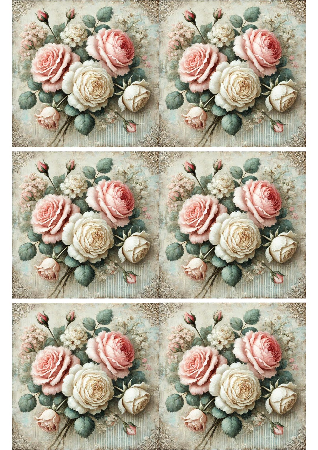 Shabby Chic Rose Rice Paper: Vintage Floral Decoupage Supplies - Etsy