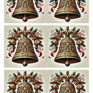 Campana navideña barroca, papel de arroz para decoupage, campana barroca, papel decorativo único, papel morera, diario de arte, efímeras para scrapbooking