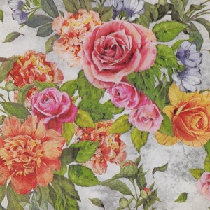 Hermosa servilleta de papel de rosas para el diario de collage artesanal de decoupage. 4 servilletas individuales de papel para el almuerzo, servilletas, jardín floral, arte de medios mixtos