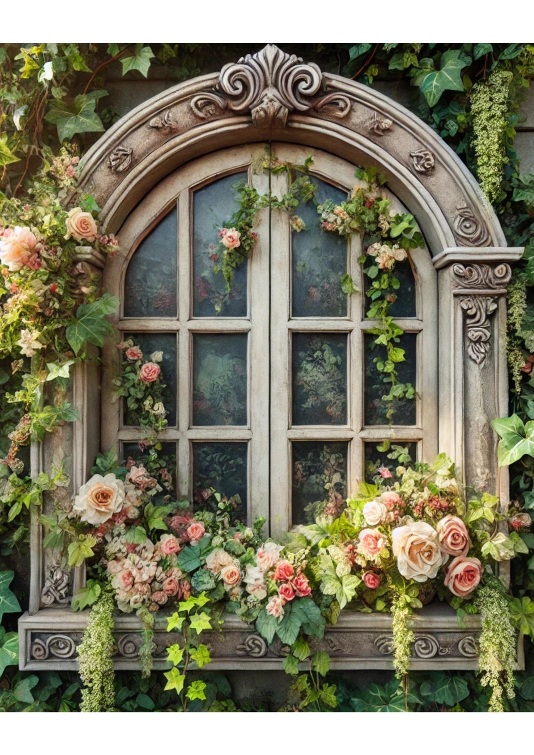 Floral Window Rice Paper for Decoupage: A4 Scrapbooking Sheet - Etsy