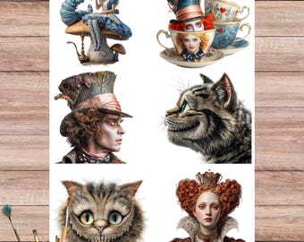 Alice in Wonderland Rice Paper - A4 Decoupage Sheet for Crafts