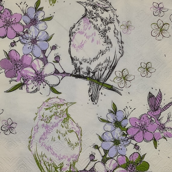 Lot De 20 Serviettes En Papier De Soie 3 Plis Pour Découpage - 33x33 Cm, Motif Floral Printanier Élégant