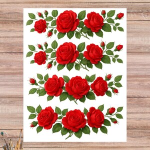 Papel de arroz con guirnalda de rosas rojas, papel de decoupage floral rojo, decoraciones florales para bodas, suministros para hacer tarjetas, ideal para scrapbooking n.° 4565