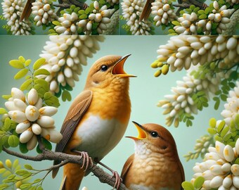 Birds On Tree Rice Paper - Decoupage, Scrapbooking, Card Making (A4 Size)