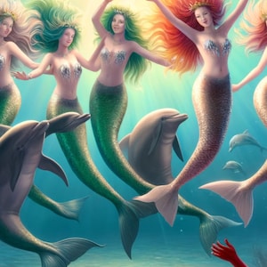 Papel de arroz para decoupage, Imagen completa de delfines y sirenas, 1 hoja única A4, Scrapbooking, Técnica mixta, Fabricación de tarjetas, Diario basura, MANUALIDADES