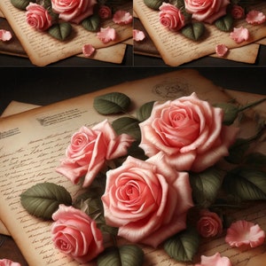 Vintage Roses Rice Paper: A4 Decoupage, Scrapbooking, Collage