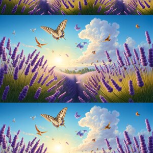 Campos de lavanda - Papel de arroz para decoupage Elaboración de tarjetas Técnicas mixtas - Motivo de lavanda - Diario basura - Arte - 1 tamaño estándar A4 Nuevo