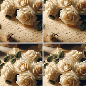 White Roses Rice Paper: A4 Decoupage, Scrapbooking, Collage