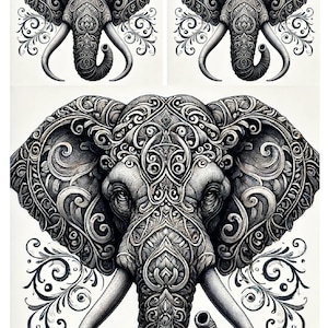 Style gothique éléphant - Papier de riz pour travaux manuels Scrapbooking Collage Mobilier surcyclage Projets DIY Ephemera 1 A4 Taille Standard Nouveau