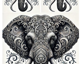 Gothic Elephant Rice Paper: Scrapbooking, Decoupage (A4)