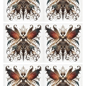 Papel de arroz para decoupage, hada gótica, collage para decoupage, papel para diario artístico, suministros para técnicas mixtas, mariposa colorida, papel de estilo gótico