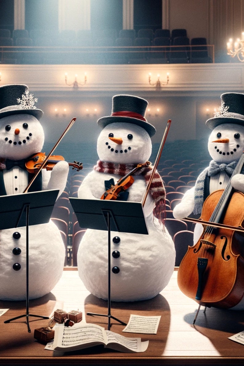 Snowmen Playing Instruments Snowmen Quartet Rice Paper - Decoupage, Scrapbooking, Collage (A4) - Etsy