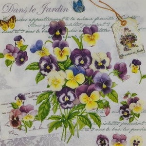 Pansies Paper Napkins: Decoupage, Collage, and Craft - Set of 3