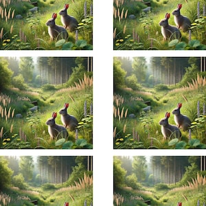 Papel de arroz Wild Hare A4: Decoupage de bosque primaveral