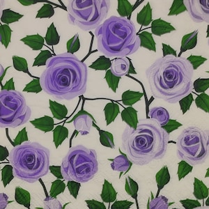 Servilletas de papel decorativas de guirnalda de rosas moradas para collage artesanal de decoupage. 3 servilletas de papel individuales para el almuerzo, servilletas con motivo de rosas, manualidades