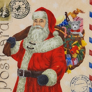 Only 1 Rare Single Paper Napkin For Decoupage Craft Collage Journal Crafting Ephemera Decopatch Art, Santa Clause, Carte Postale, Vintage