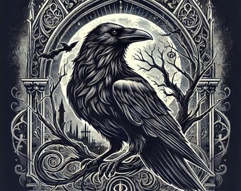 Papel de arroz Cuervo gótico: Papel para manualidades de decoupage de fantasía oscura