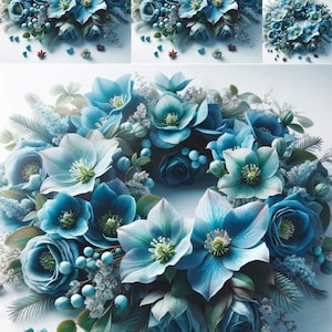 Coronas de Hellebores - Papel de arroz para Decoupage Craft Scrapbooking Collage Mixed Media - Junk Journal 1 A4 Tamaño estándar Colección de nuevos papeles