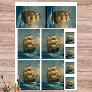 Vintage Ship Rice Paper for Decoupage: Stormy Sea Nautical Art