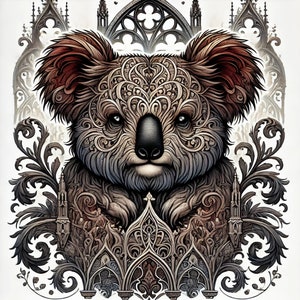 Papel de arroz para decoupage, estilo gótico del oso koala, diario basura, técnica mixta, scrapbooking, técnica mixta, fabricación de tarjetas, 1 hoja única A4