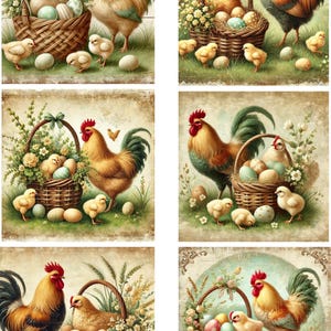 Reispapier für Decoupage, Hahn Ostern Decoupage Papier, Shabby Chic Bastelpapier, Ostern Geflügel Papier, Scrapbooking, Ephemera, Nr. 4279