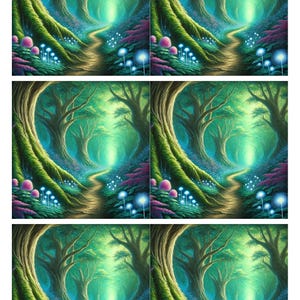 Hoja de collage de bosque de hadas mágico, tamaño A4, papel de arroz decorativo para decoupage, diario artístico, diario basura, suministros para hacer tarjetas, arte de collage