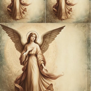 Vintage Angel - Papel de arroz decorativo para decoupage Craft Scrapbooking Collage Técnica mixta, 1 hoja A4 de papel de seda de morera