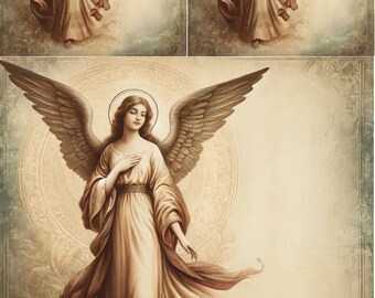 Papel de arroz Angel vintage: papel A4 para decoupage y scrapbooking.