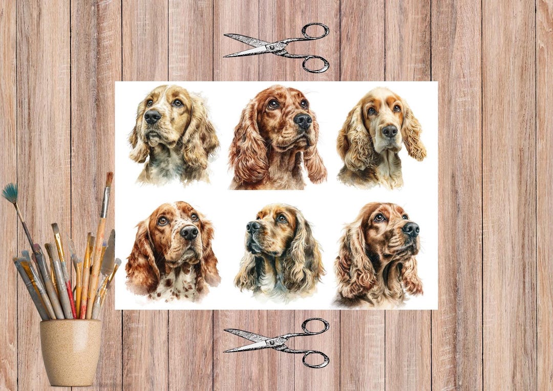 Cocker Spaniel Rice Paper for Decoupage & Crafts ‒ Watercolor Dog ...